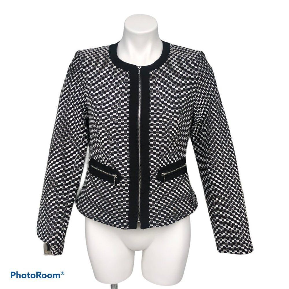 Calvin Klein Tweed Zip Up Jacket Petite Size 8